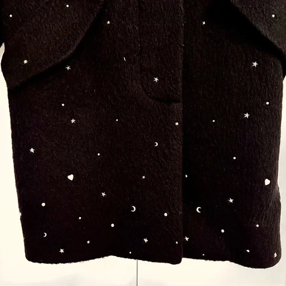 Rare Coach Star Studs Black Wool Coat in size XS, excellent condition. - Picture 4 of 4